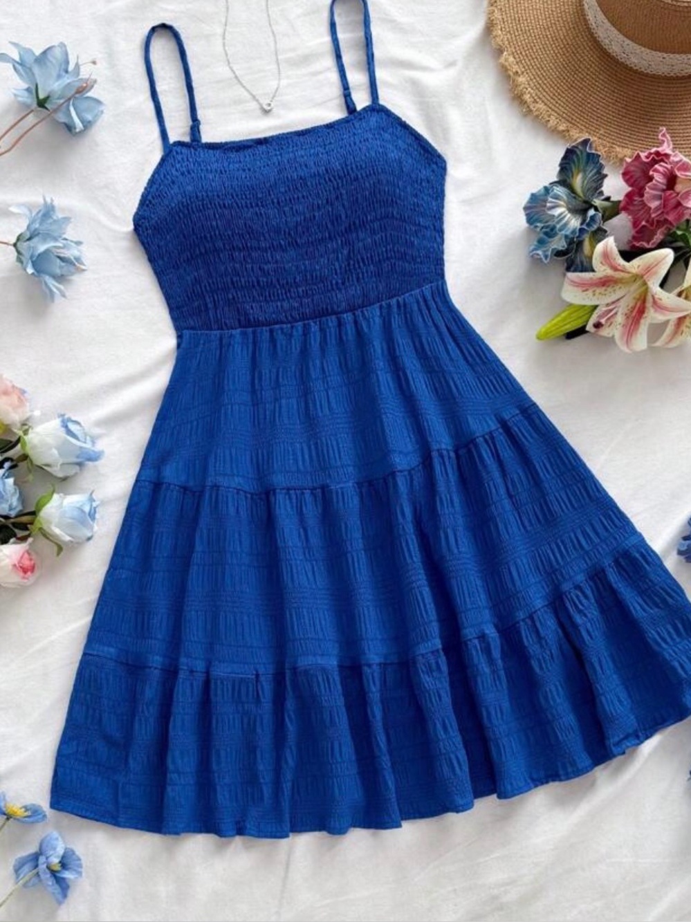 Blue Smocked Sundress - Sz L